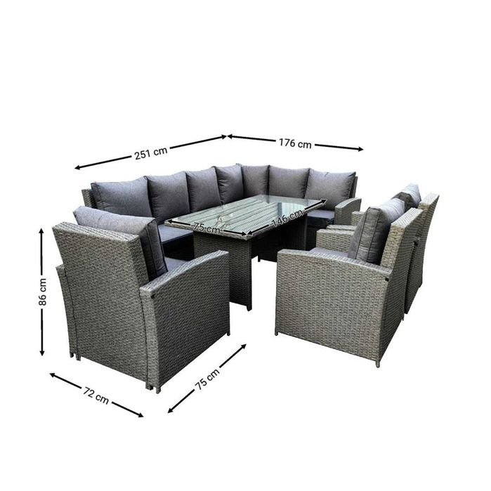 Meble Ogrodowe Premium Technorattan Narożnik Ogrodowy Szary 2 Kolory