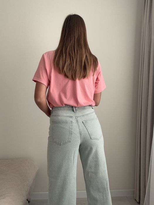 Голубые джинсы 36 размер с высокой талией