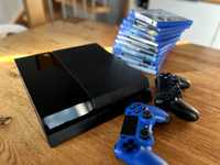 Konsola PlayStation 4 PS4 FAT, dwa pady, 11 gier, 3m HDMI