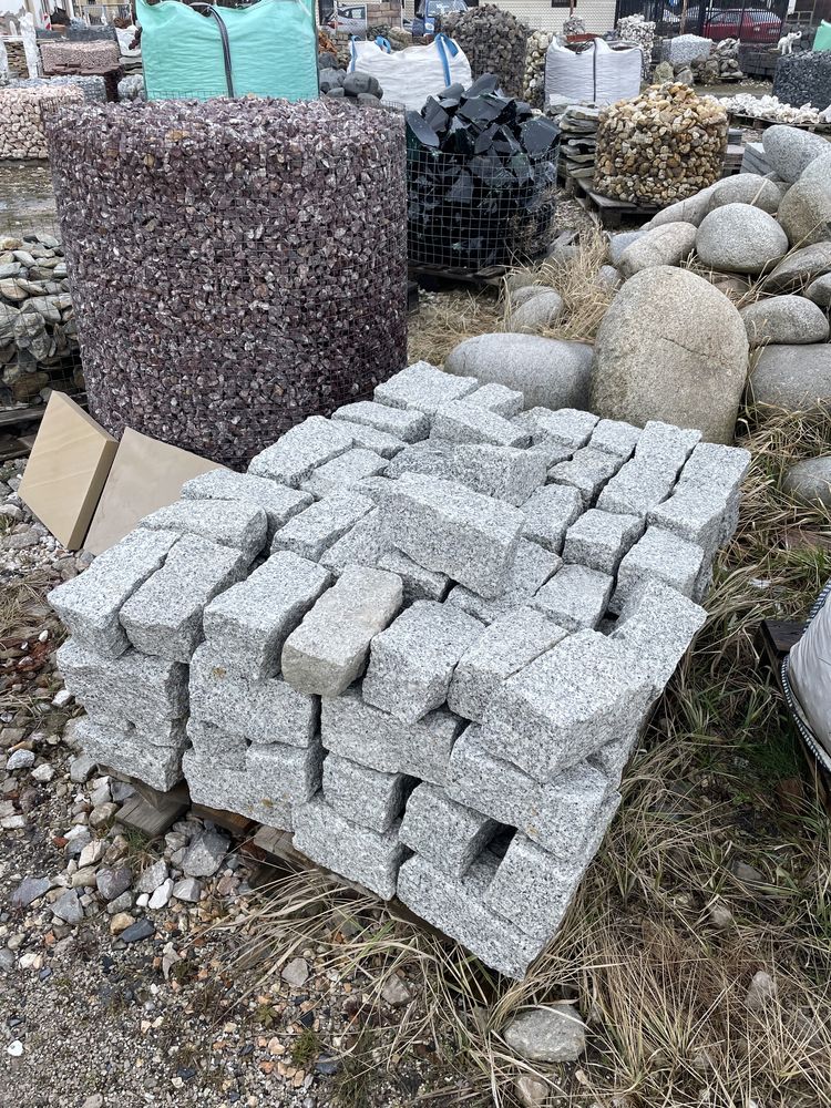 PALISADY GRANITOWE 40 cm i 20 cm Szary Granit Kostka Obrzeże Krawężnik