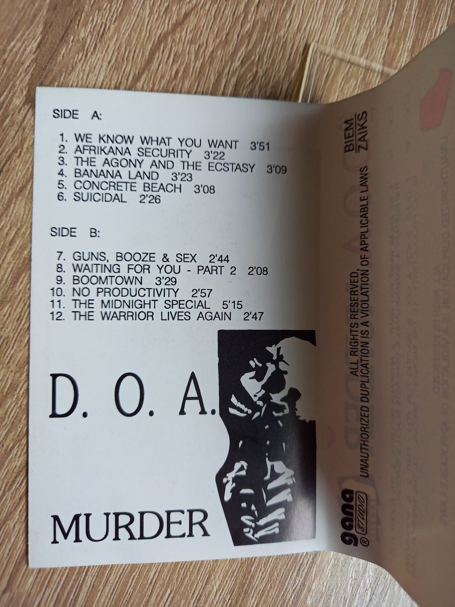 Kaseta audio D.O.A. - Murder