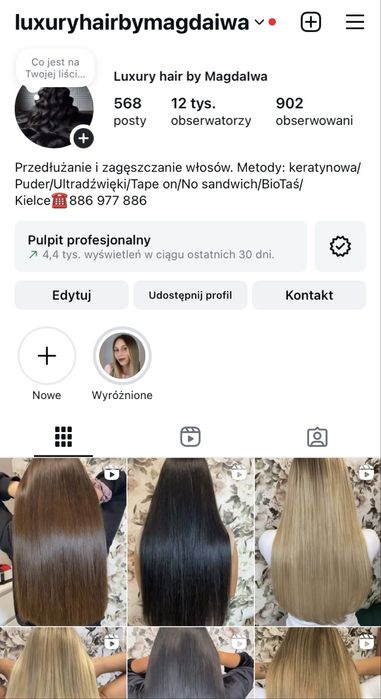 Profesjonalne Przedłużanie oraz zagęszczanie włosów Kielce