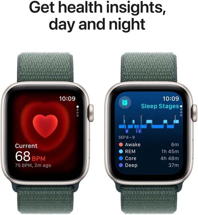 Apple Watch SE 44mm Starlight Aluminium Case with Lake Green SportLoop