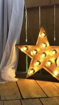Декорутивна Ретро зірка з лампочками