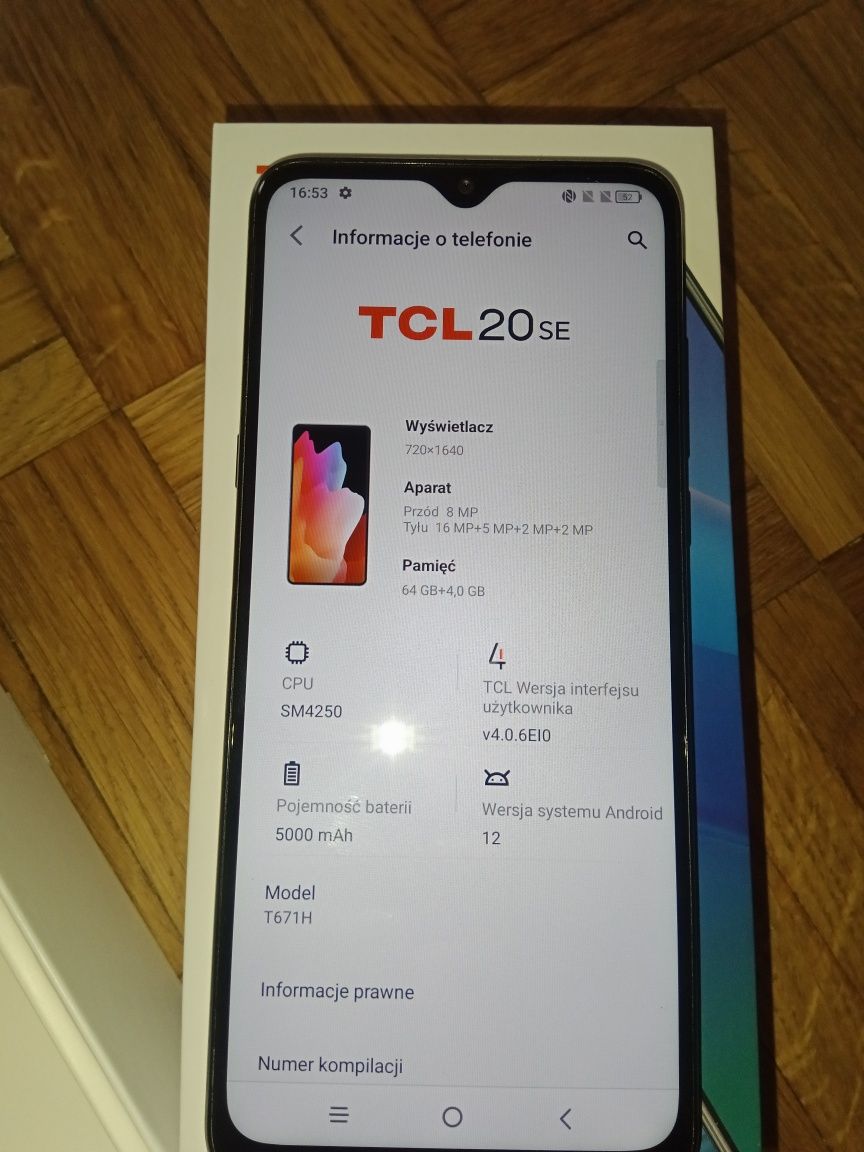 Smartfon TCL 20se 6.82 cala stan bdb