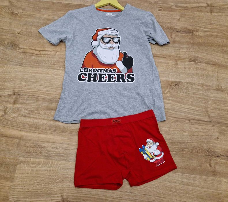 t-shirt de Natal Pai Natal rock S + boxer Natal S