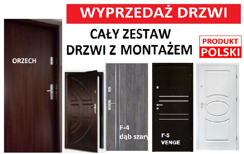 Drzwi wejściowe do mieszkania w bloku z montażem. -ZEWNĘTRZNE