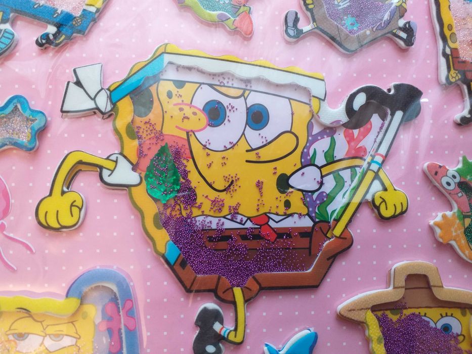 Naklejki piankowe 3D z postaciami z bajki Spongebob - 10 szt.