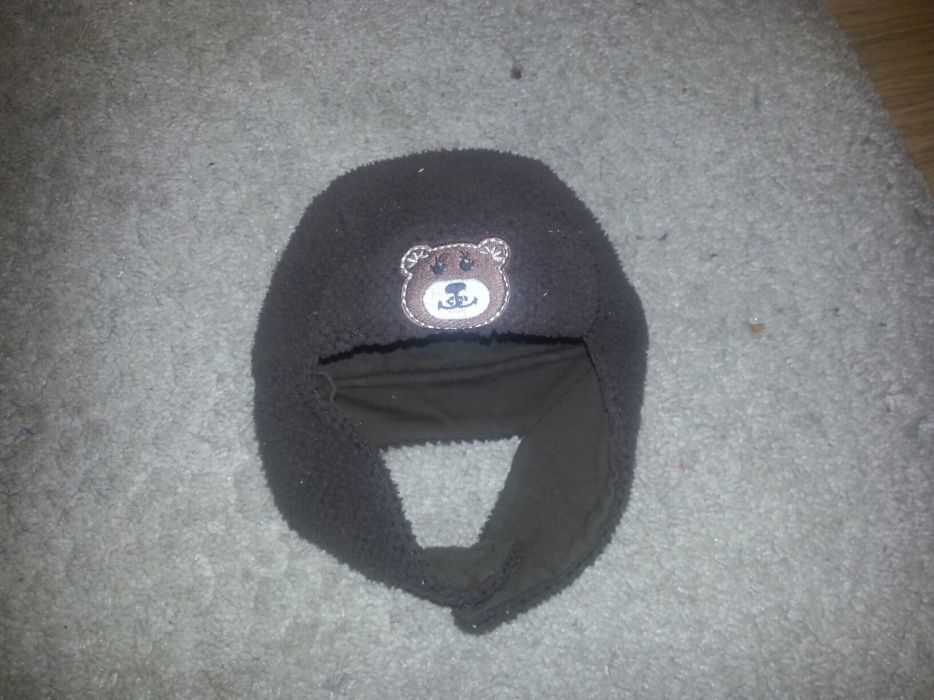 Brazowa czapka uszatka 0-3 miesiecy