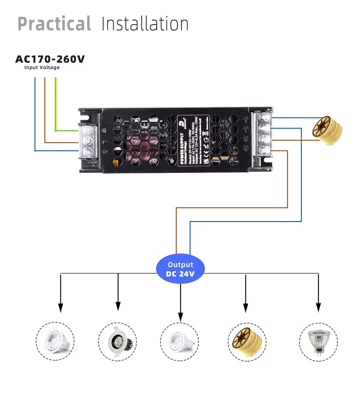 dusktec transformator led 100 w 24 v