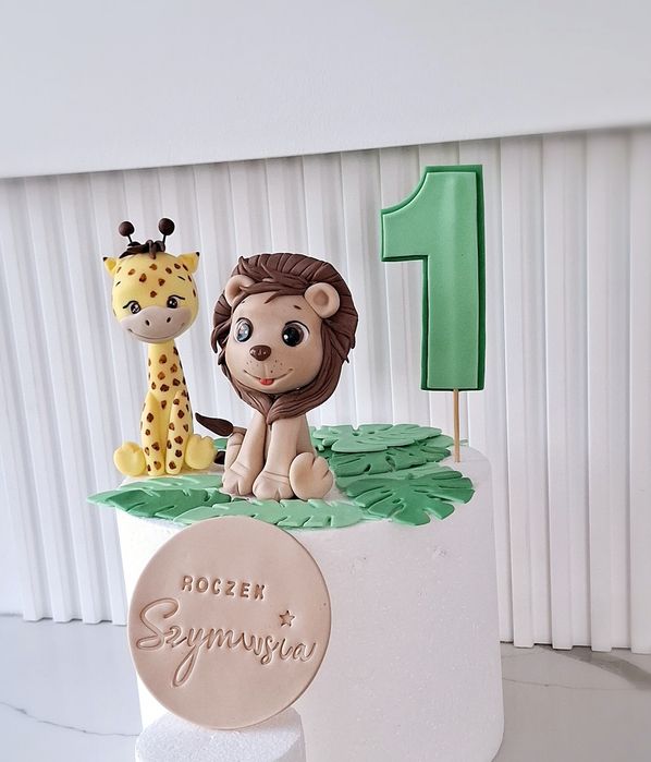 Safari na tort figurki z masy cukrowej Lew Żyrafa