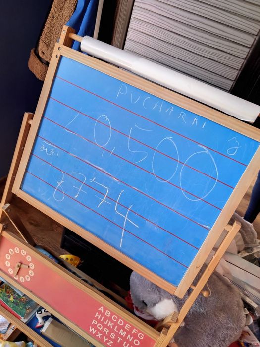 Tablica edukacyjna magnetyczna i kredowa zegar cyfry!