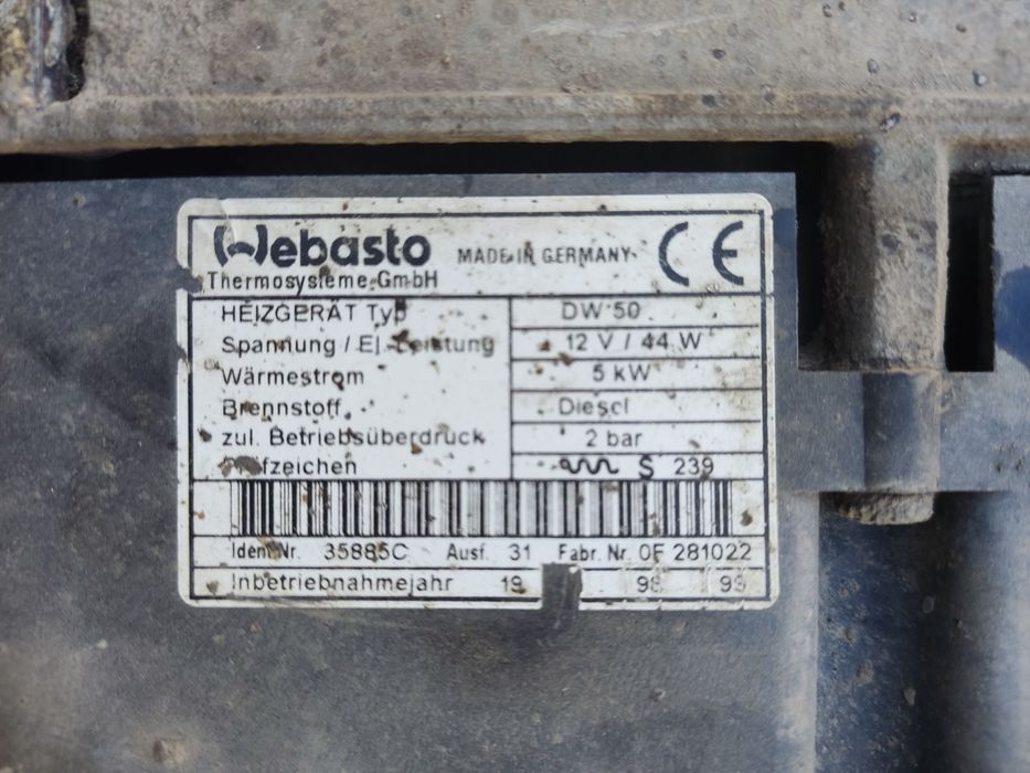 Вебасто DW-50 з mercedes vito