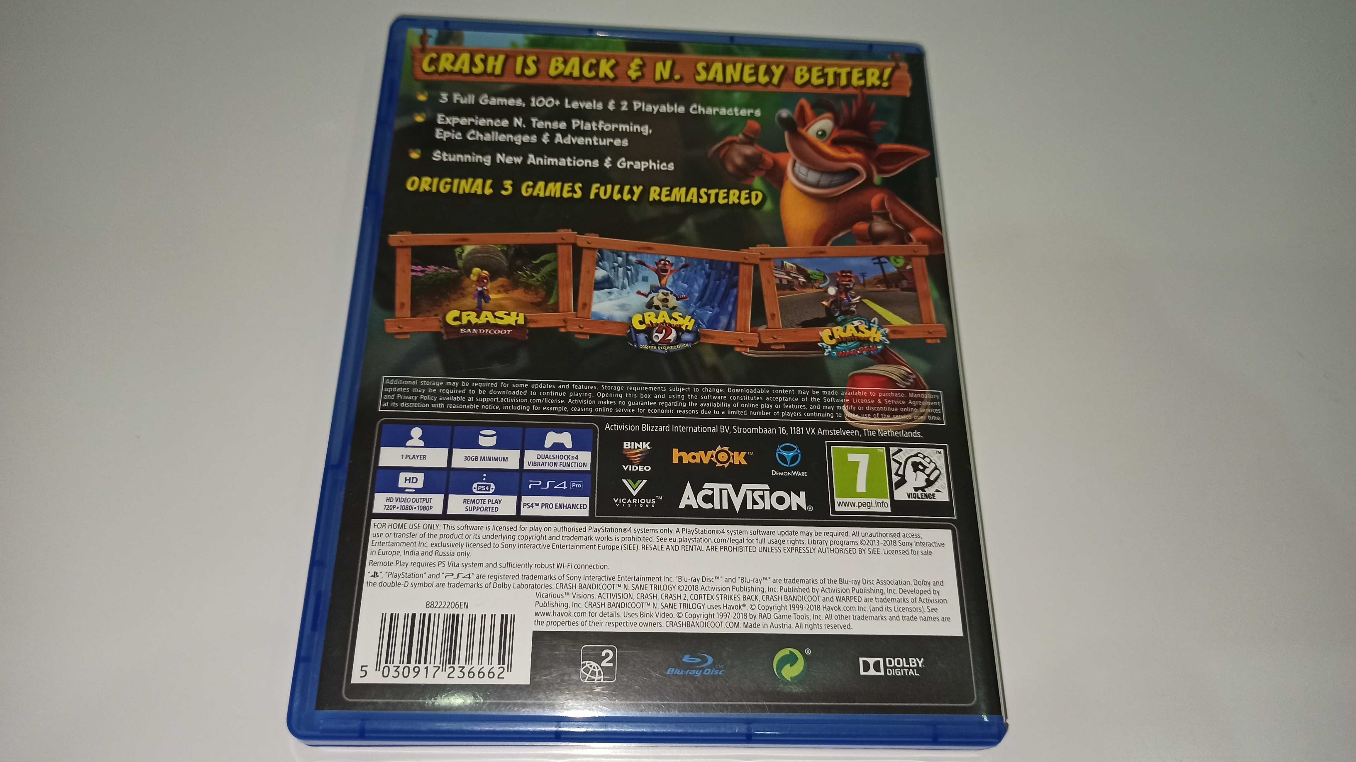 ps4 CRASH BANDICOOT NSALE TRILOGY 3 części 1,2,3 na płycie
