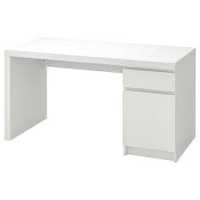 MALM, biurko, biały, 140x65 cm