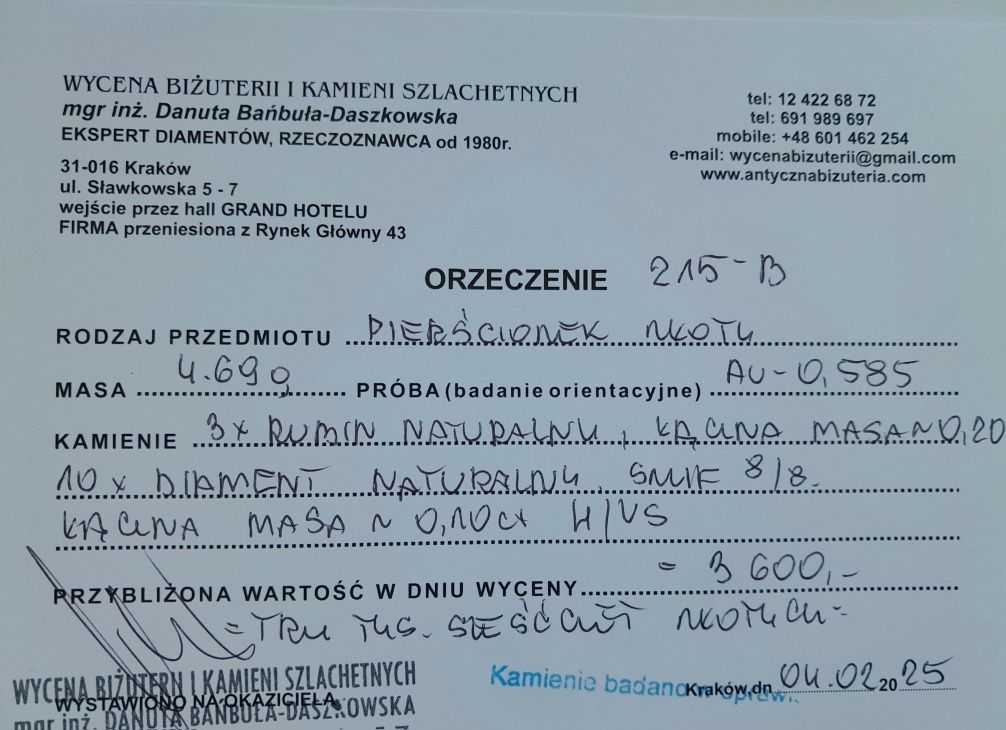R.16 Pierścionek 4.7g Art Deco Rubiny Diamenty Złoto 585