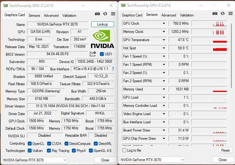 MSI GeForce RTX 3070 VENTUS 3x OC LHR 8gb GDDR6