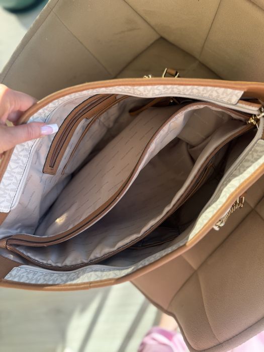 Michael Kors MK torba shopper szopperka duża monogram vanilla