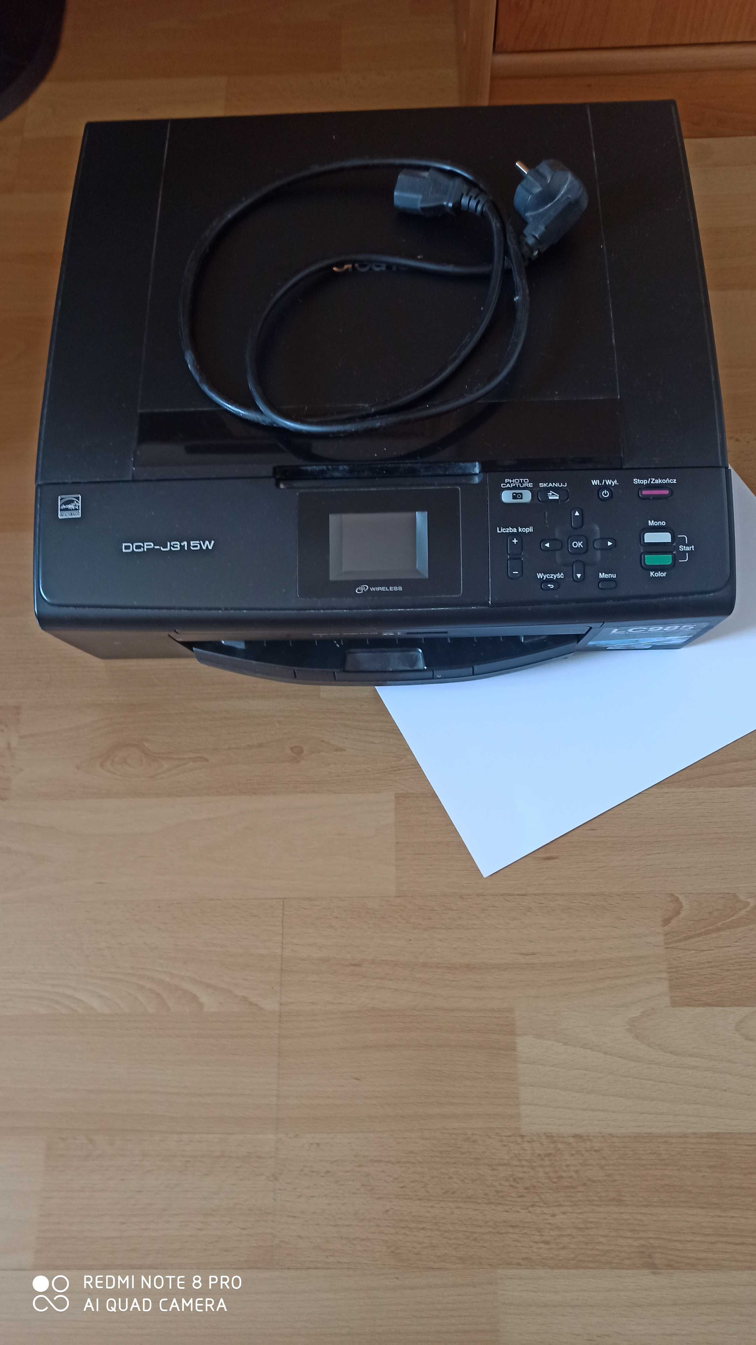 Uszkodzona Drukarka Brother DCP-J315W + tusze