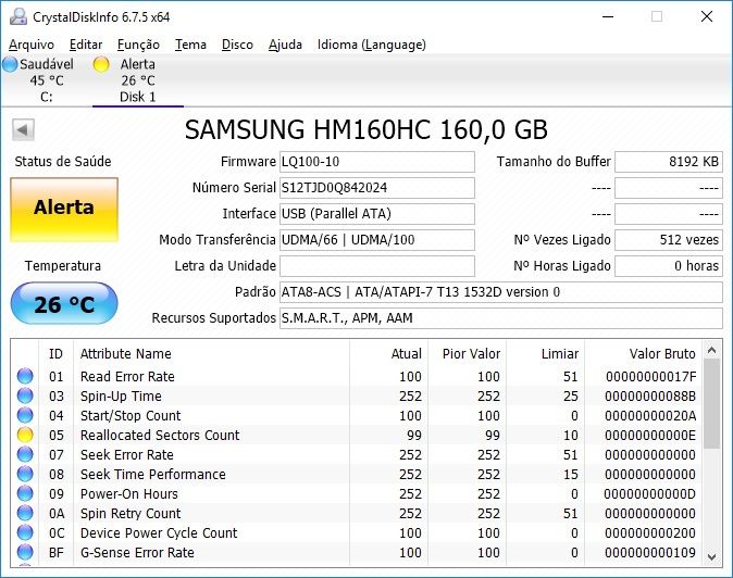 HDD de 160GB/5400rpm/8M/PATA