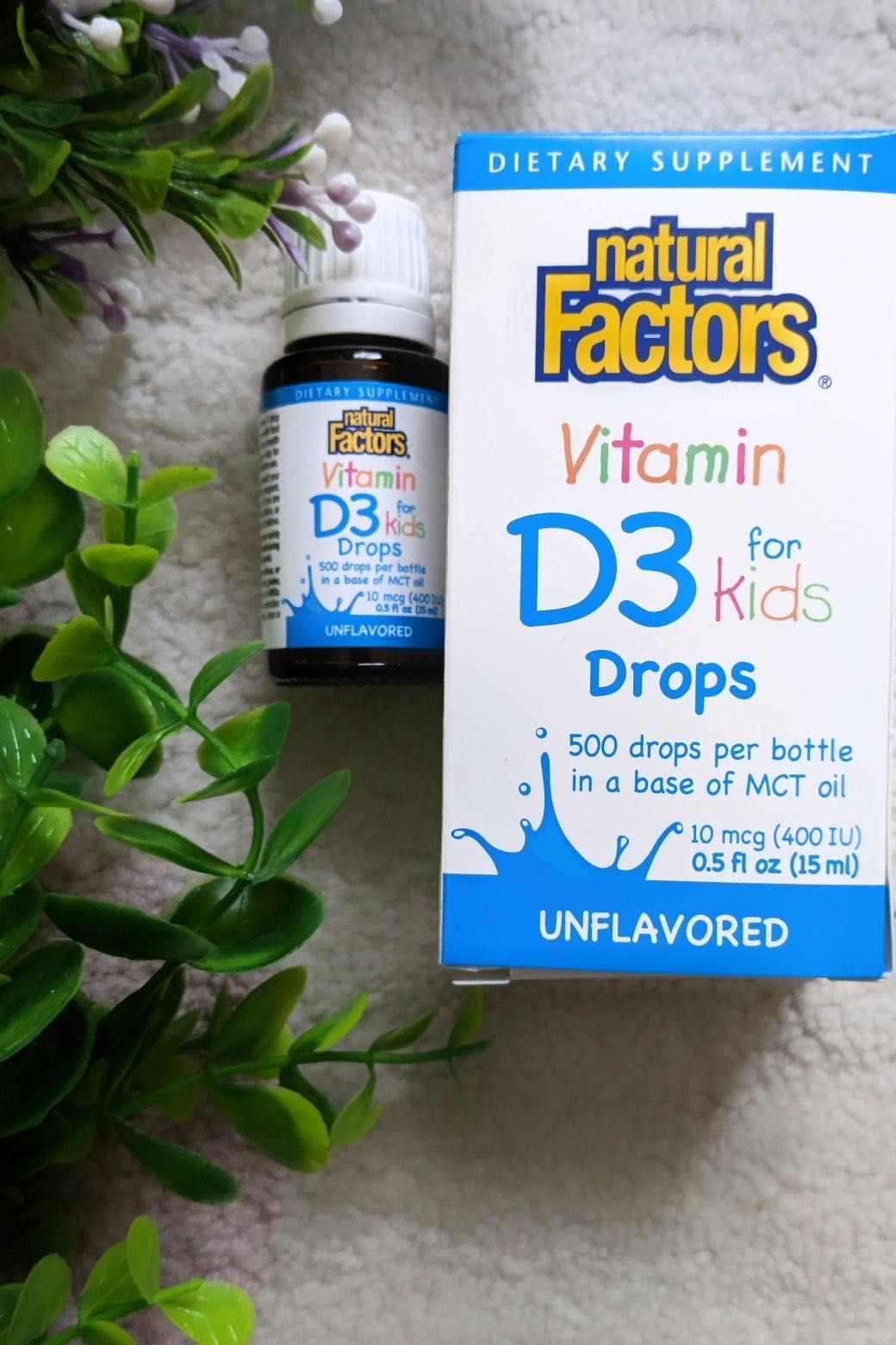 Natural Factors вітамін D3 у краплях для дітей, без добавок, 10 мкг