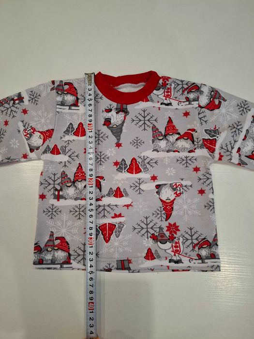 Дитяча тепла новорічна піжама с гномами 98 розмір