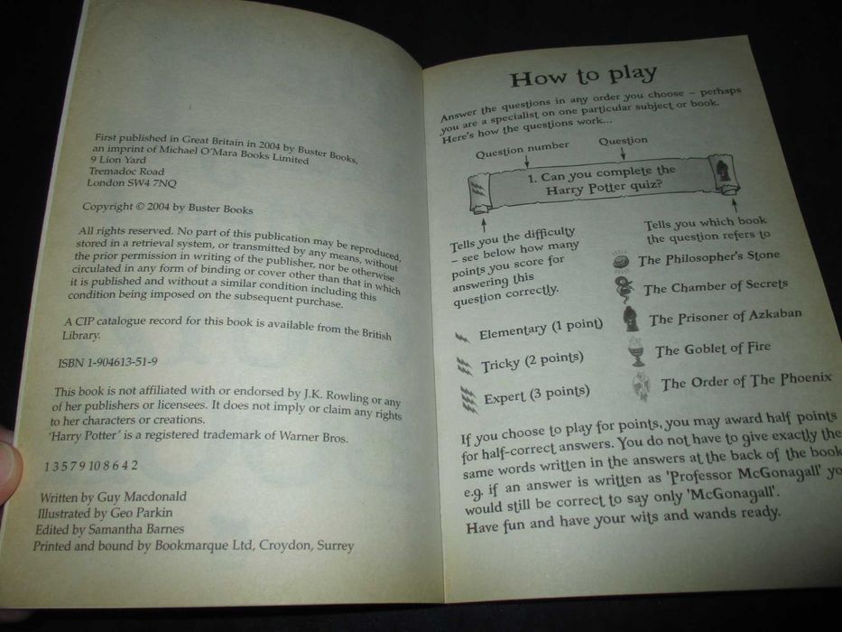 Livro The Harry Potter Quiz Book