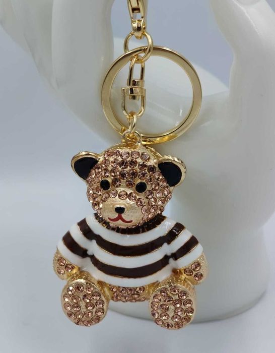 Brelok miś z cyrkoniami zawieszka do kluczy torebki modny prezent HIT