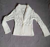 Sweter rozpinany ażurowy ecru,żakiet
