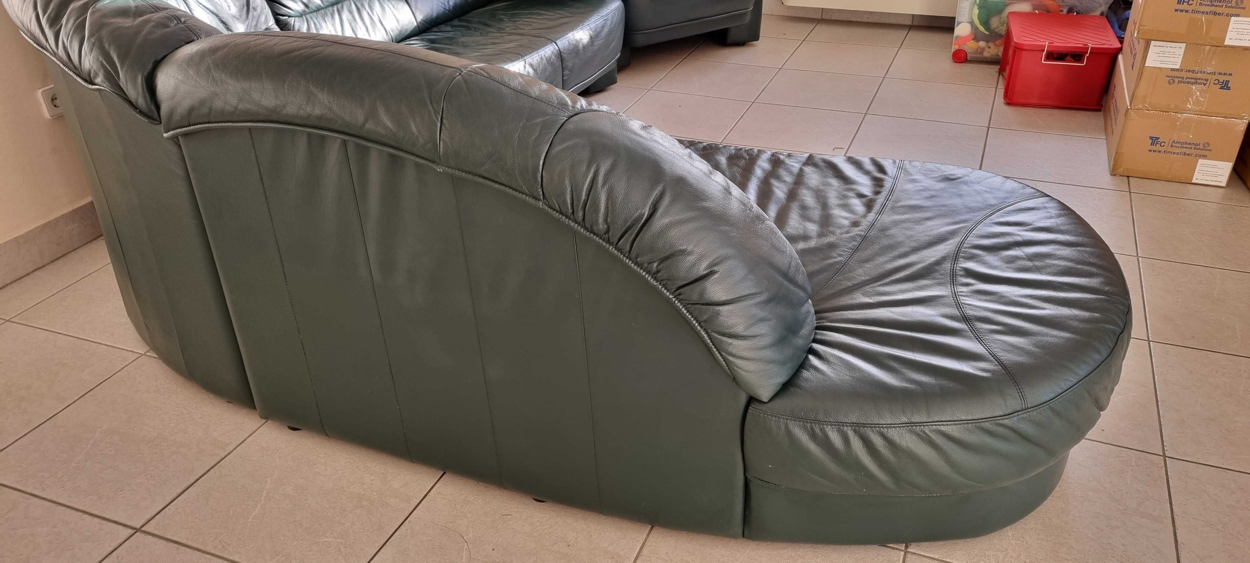 sofa + fotel, zieleń butelkowa