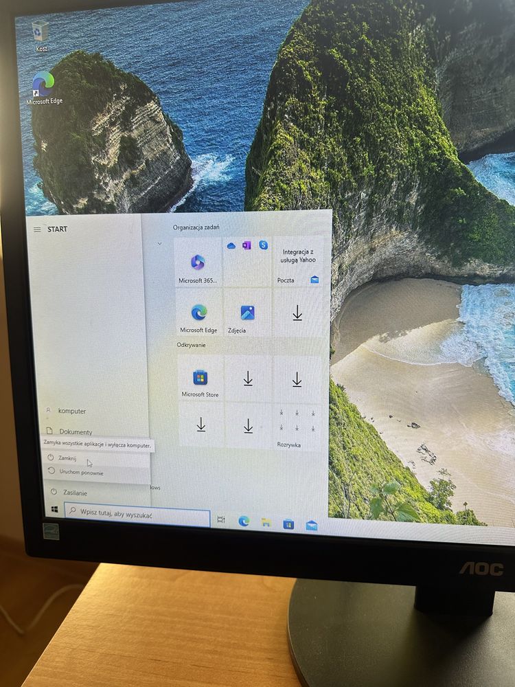 komputer stacjonarny monitor windows 10 home