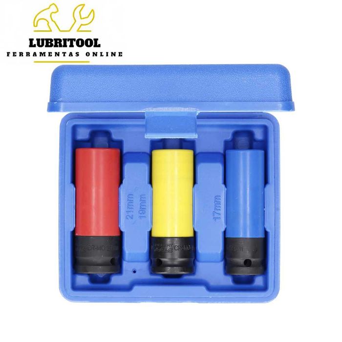 Jogo 3Pcs Chaves Caixa Impacto para Jantes 1/2" CT691005 | NOVOS