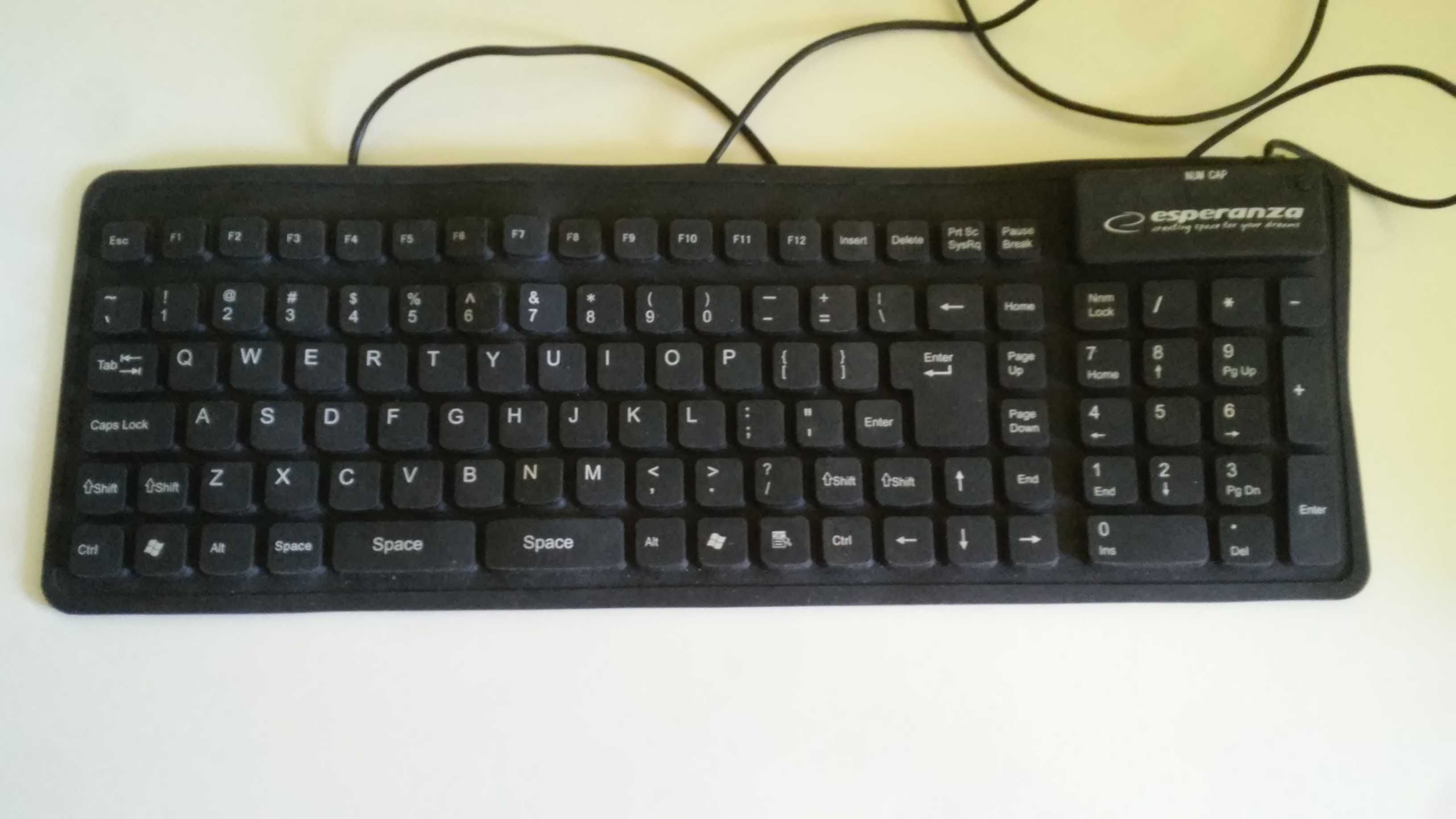 Klawiatura silikonowa gumowa Esperanza wodoodporna CICHA czarna NOWA