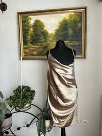 Sukienka złota marszczona modna ASOS rozmiar L