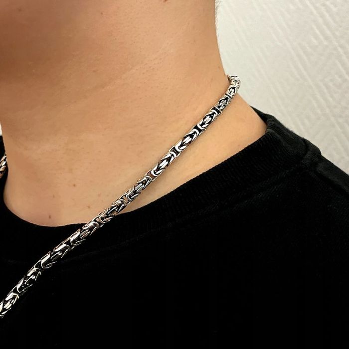 Srebrny Gruby Łańcuszek Splot Królewski + Zawieszka Czaszka / Czacha P