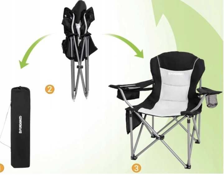 Składane krzesło  FUNDANGO czarne z tkaniny oxford 57x92x99 cm