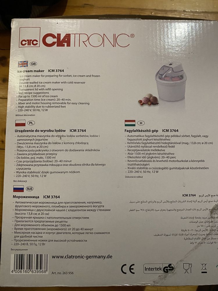 Ice cream maker- urządzenie do wyrobu lodów