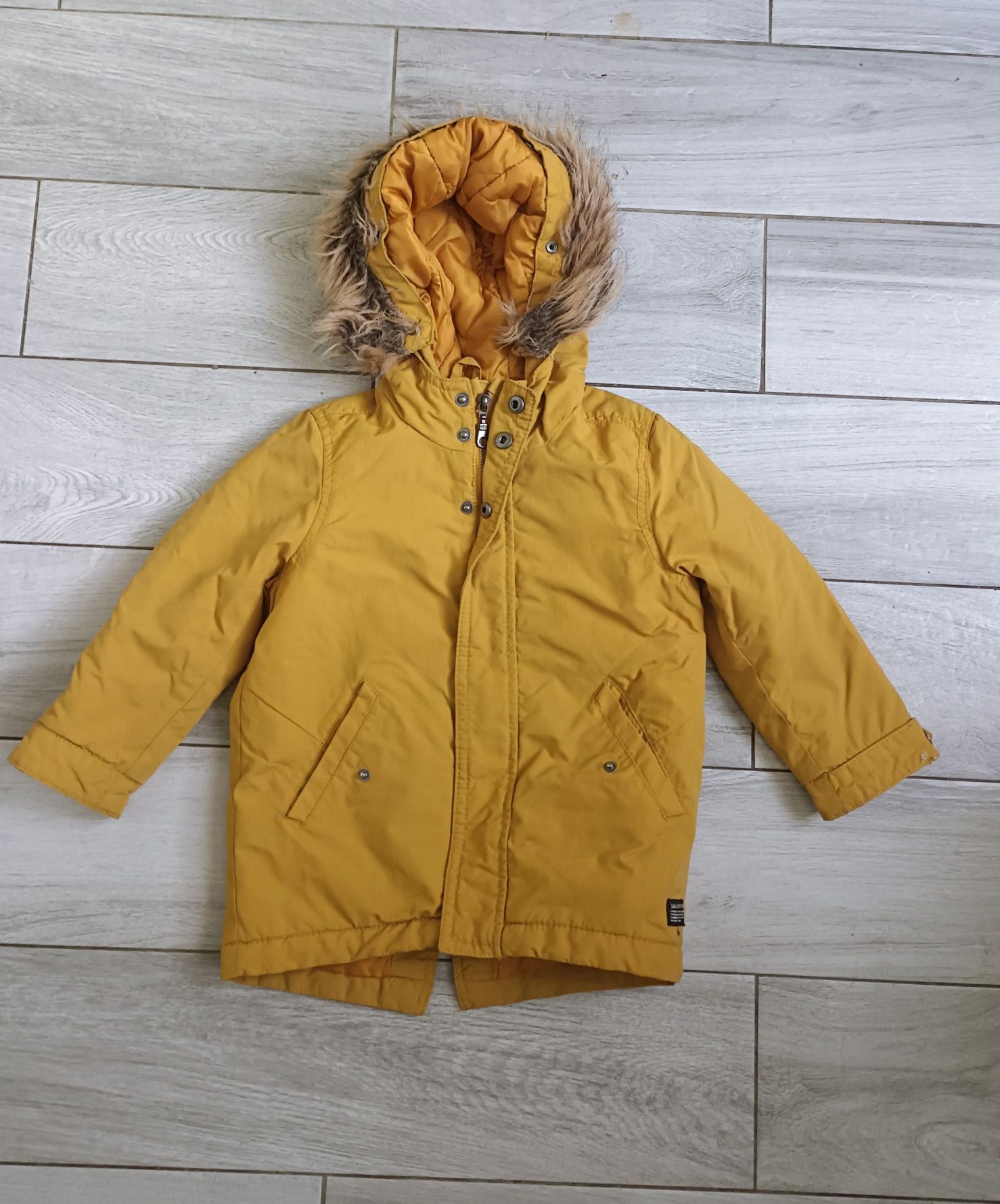 Musztardowa parka Zara boys 104 kurtka wiosenna