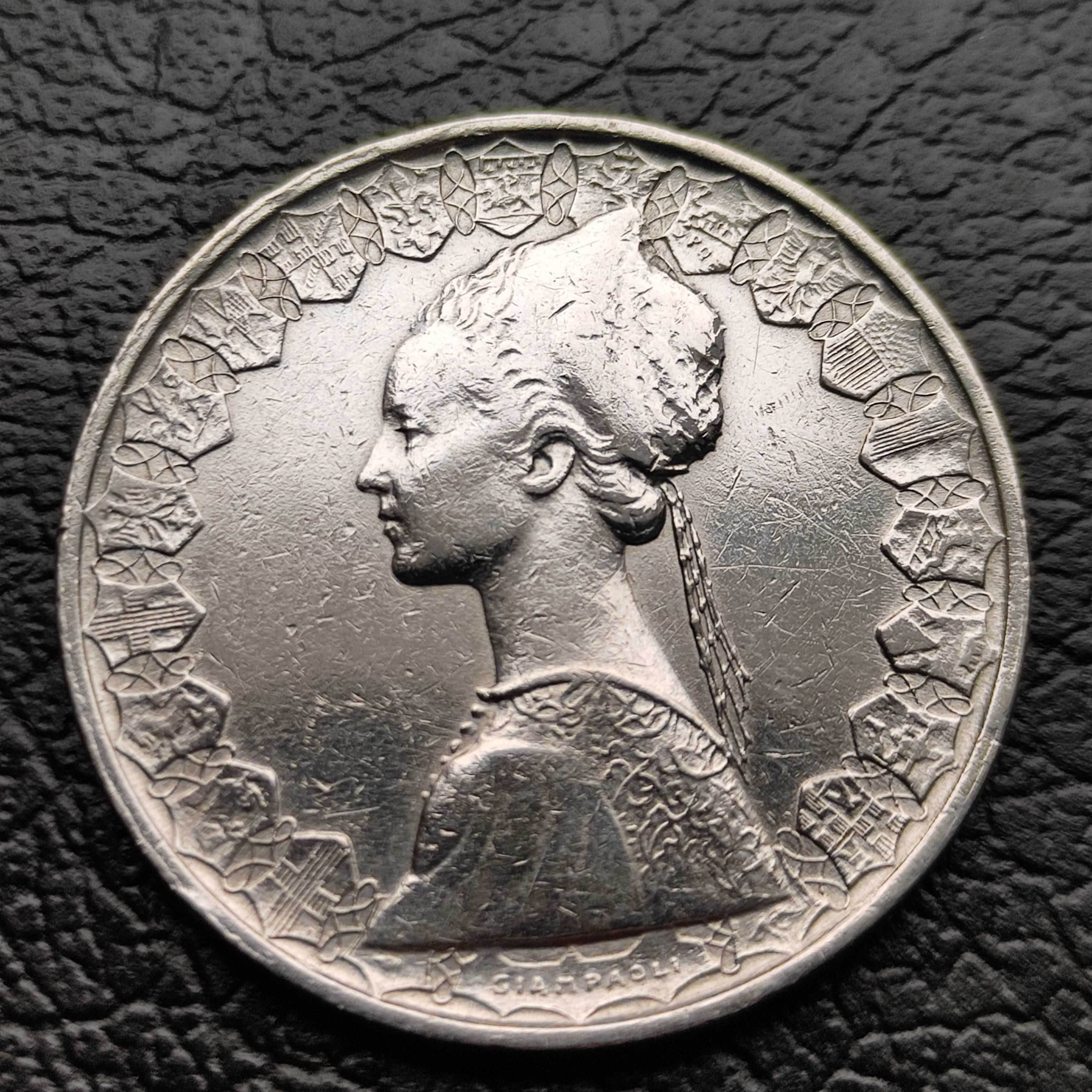 Moneta Włochy 500 lirów, 1960 r.   Srebro.