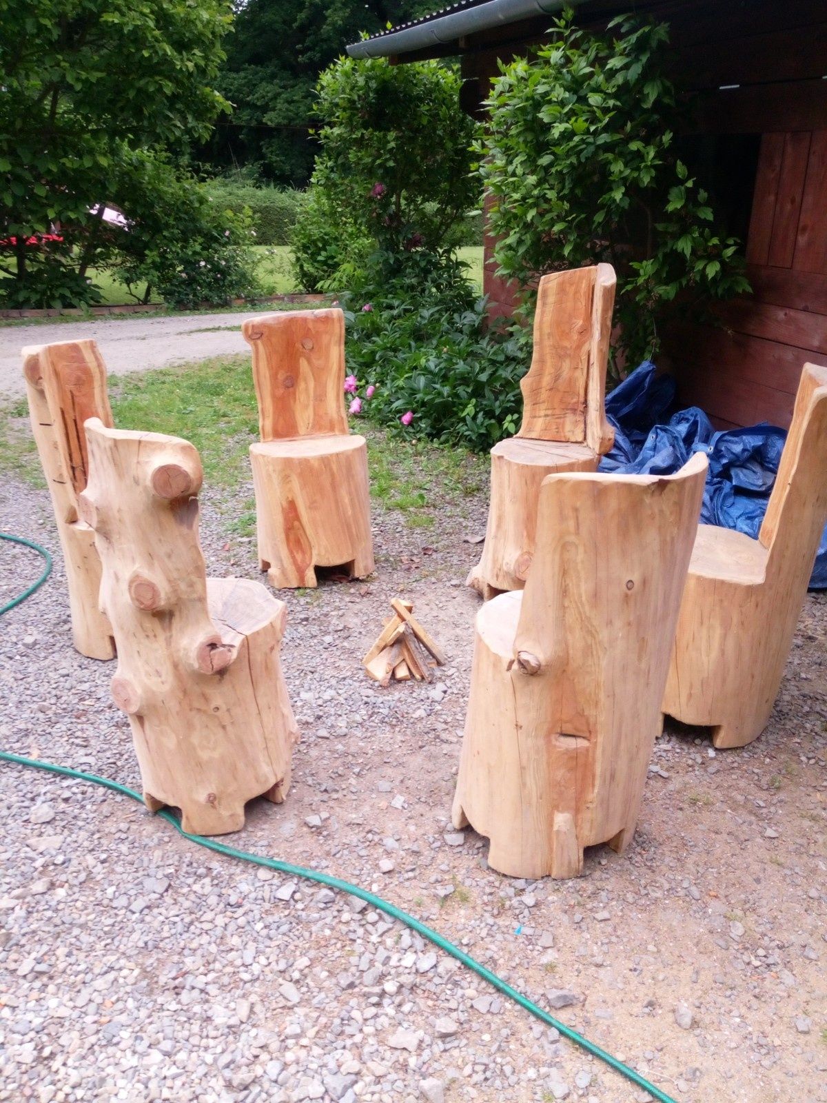 Modrzewiowe ręcznie robione fotele ogrodowe  5 sztuk