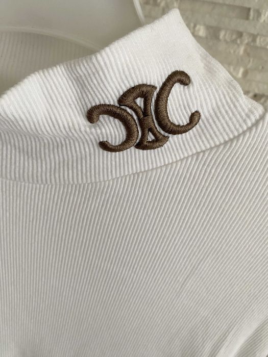 BLM  Pół golf biały prążek z ozdobnym haftem