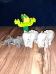 Lego duplo słoń, słonica, słoniątko, rodzina słoni plus drzewo