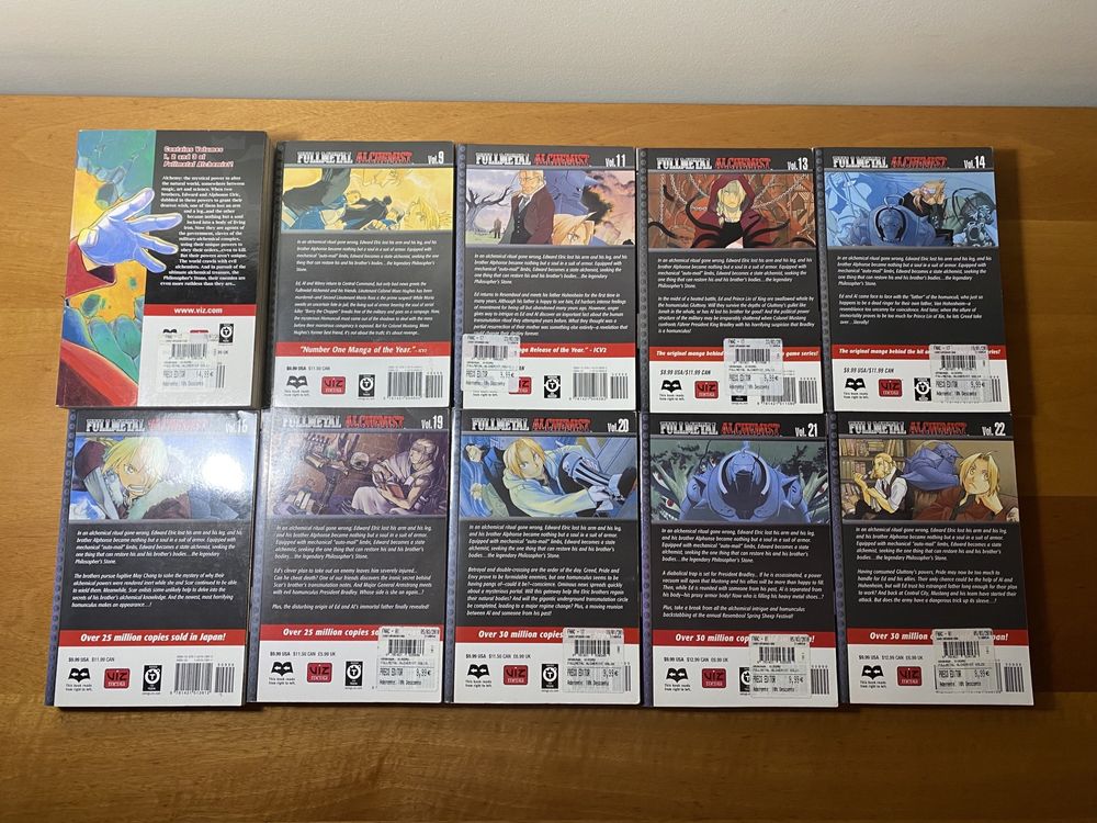 Fullmetal Alchemist Volumes 1-3, 9, 11, 13, 14, 16, 19-22 (conjunto)