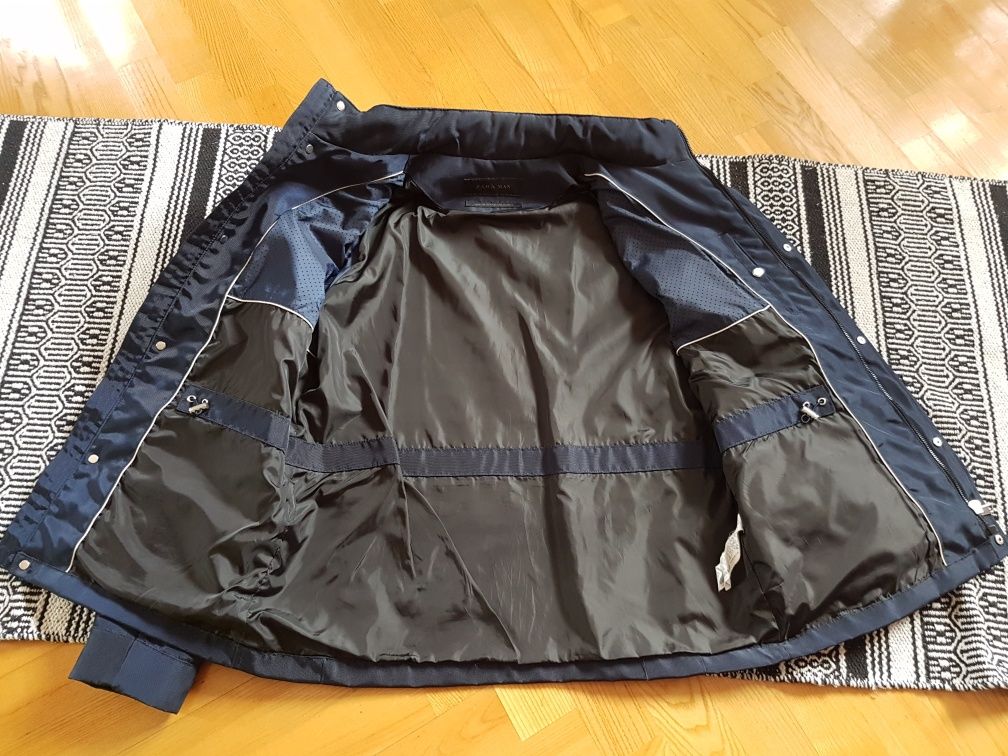Zara Men XL   kurtka męska granatowa przejściowa z chowanym  kapturem