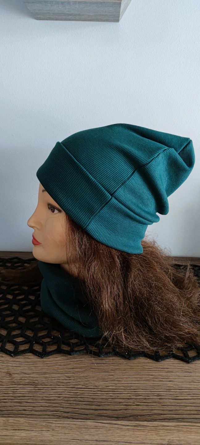 Czapka beanie + komin, komplet, czapka damska męska dziecięca