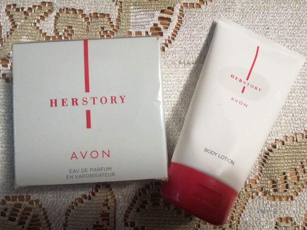Herstory zestaw Avon perfuma Plus balsam