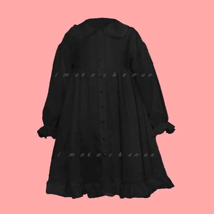 Японское платье лолита черное с рюшами  милое в стиле аниме косплей
