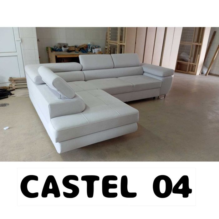 Narożnik NEAPOL-Tkanina CASTEL-Regulowane zag. i pojemnik na pościel