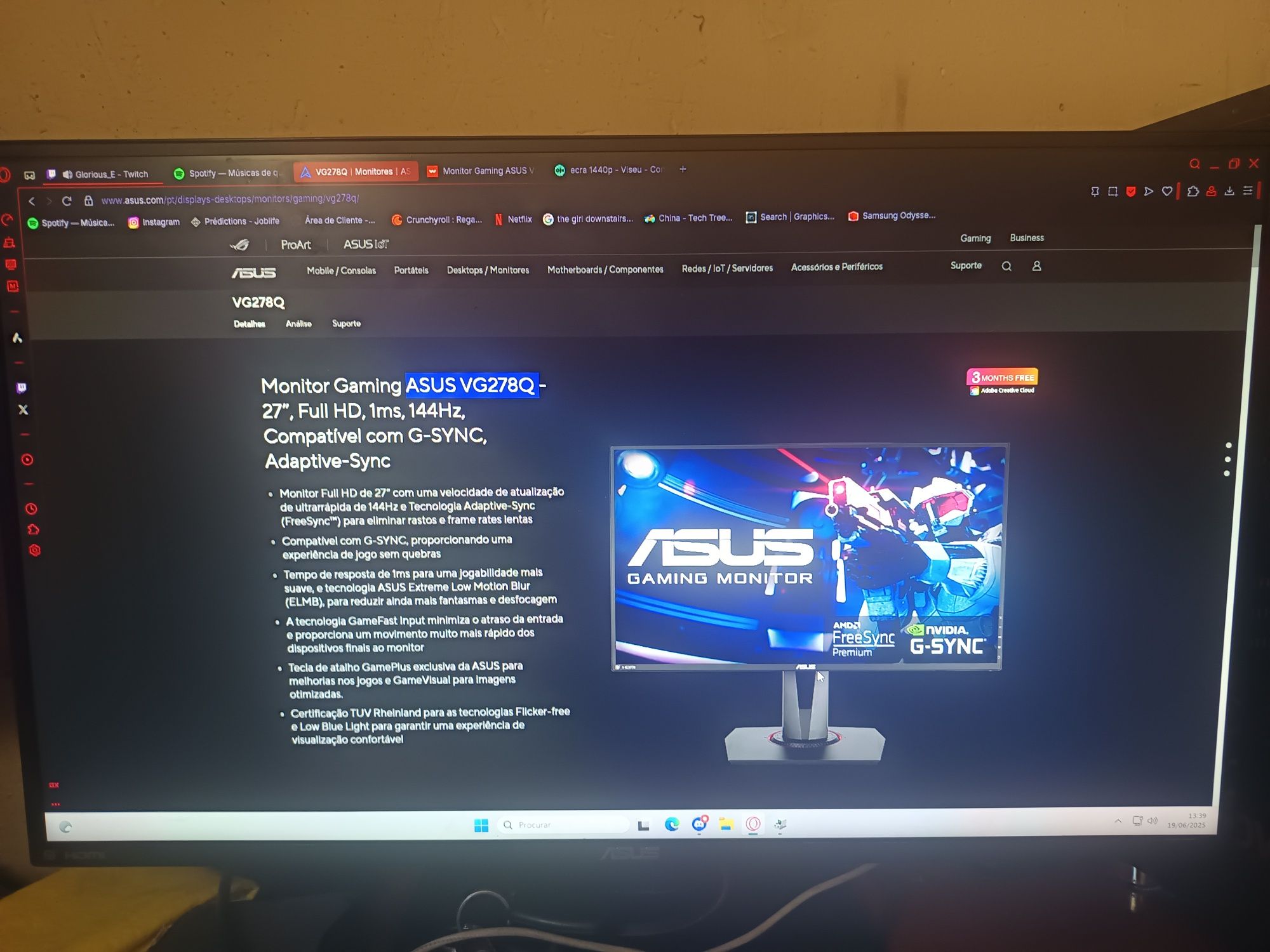 Écran gaming Asus VG278Q 27p