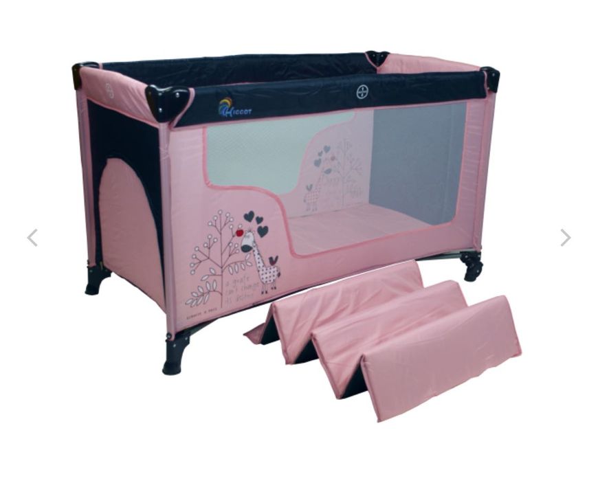 Łóżeczko turystyczne różowo/granatowe jak nowe